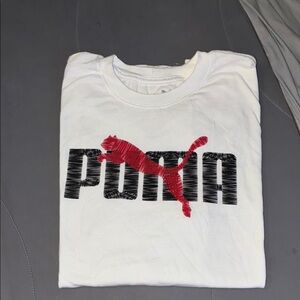 Puma White Tee with Red and Black Logo